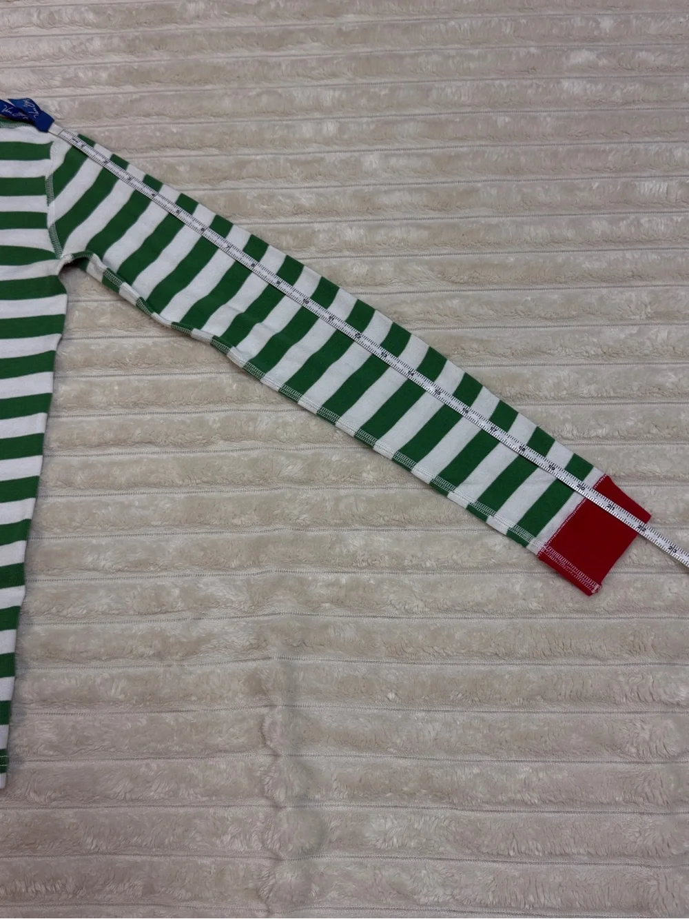 hanna Andersson: Kids Green / White Striped Long John Pajama Top, Size 12